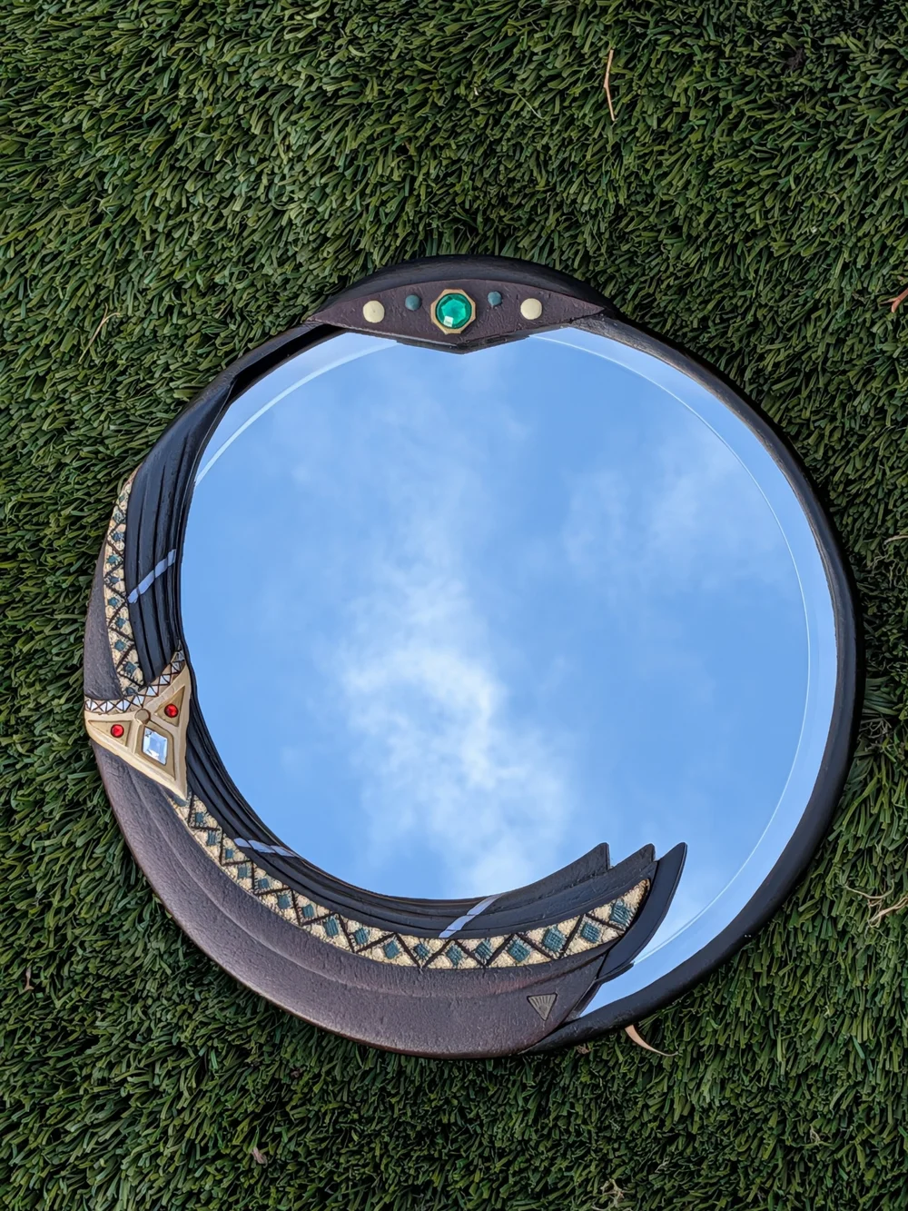 Vintage 1999 Mahogany Princess Round Wall Mirror – Enesco Parastone / Russo